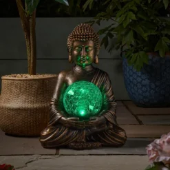 SMART GARDEN Globe solaire Buddha coloris transparent effet blanc froid Smartgarden - 36,5 x 26 x 22 cm