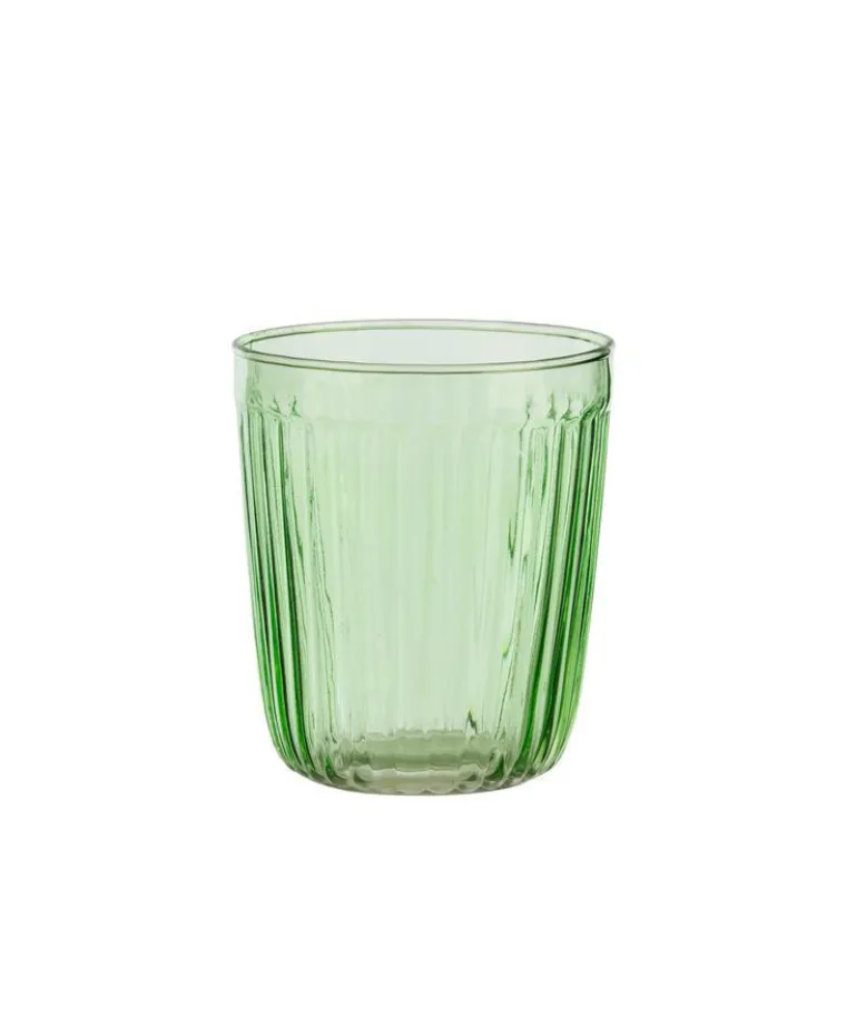 Outlet Gobelet décor côtelé coloris vert en verre - 9 x 8 cm