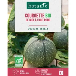 New BOTANIC® Graines de courgette de Nice à fruits ronds bio - graines à semer