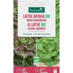 Clearance BOTANIC® Graines de laitue bio bat. rouge grenobl. bio + bon jardinier - graines bio semer