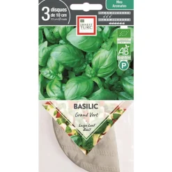 New ERNEST TURC Graines présemées de Basilic Grand vert bio - 3 ronds de 10 cm