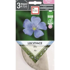 Hot ERNEST TURC Graines présemées de Lin vivace bleu bio - 3 ronds de 10 cm