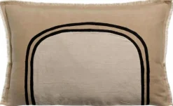 Discount WINKLER Grand coussin bicolore en lin galet Laly - 65 x 40 cm