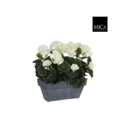 New Géranium blanc plante artificielle en jardinière Slate grise 30x13x40 cm