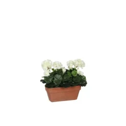 Géranium blanc plante artificielle en jardinière Terra 29x13x40 cm