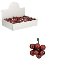 Online EDELMAN Grappe de boules de Noël en verre rouge foncé sur fil - Ø 2 cm