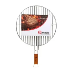 Best SOMAGIC Grille ronde double acier chromé et manche en bambou - Ø 41 cm
