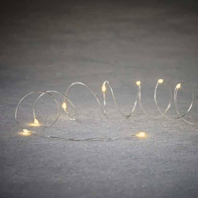 New EDELMAN Guirlande 10 micro-LED blanc chaud sur câble argent à piles - 1 m