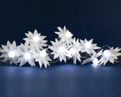 Outlet BLACHÈRE ILLUMINATION Guirlande lumineuse avec poinsettias blancs à 10 LED blanc froid et câble argent sur piles - 1,80 m