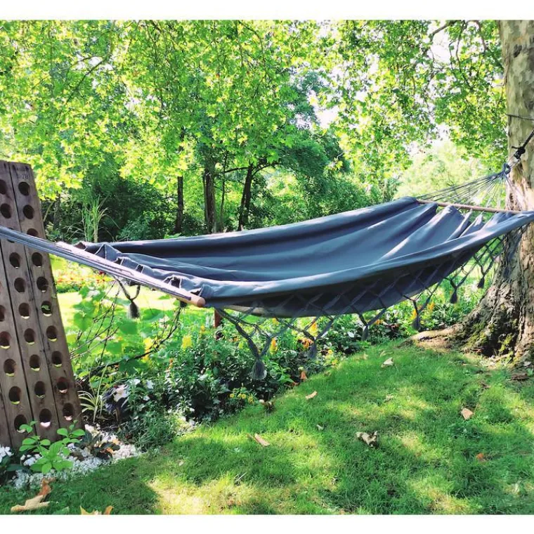 Discount JOBEK Hamac coloris anthracite à franges en polypropylène Hamac GraphiK - 300 x 140 cm