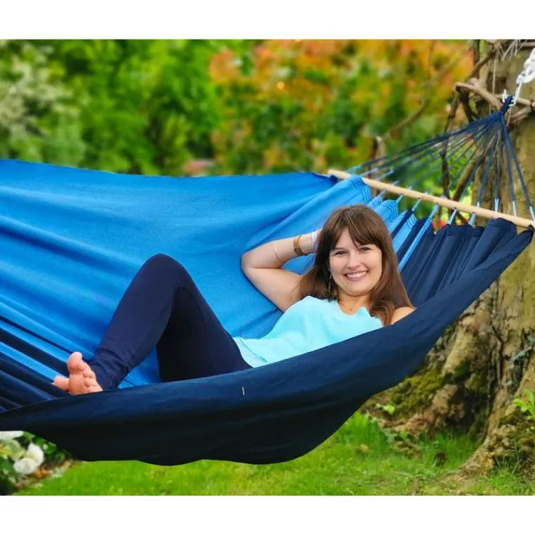 JOBEK Hamac coloris bleu Caraïbes certifié FSC® Hamac GraphiK - 300 x 140 cm