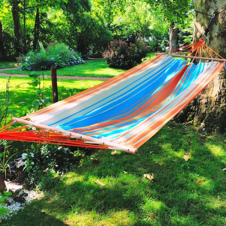 JOBEK Hamac coloris orange bleu certifié FSC® Hamac Kolor - 300 x 100 cm
