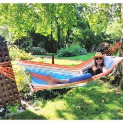 JOBEK Hamac coloris orange bleu certifié FSC® Hamac Kolor - 300 x 100 cm