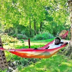 Hot JOBEK Hamac coloris rouge orange écru certifié FSC® Hamac Kolor - 300 x 100 cm