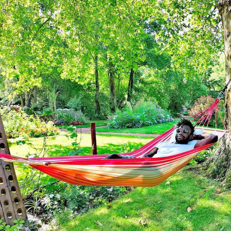 Hot JOBEK Hamac coloris rouge orange écru certifié FSC® Hamac Kolor - 300 x 100 cm