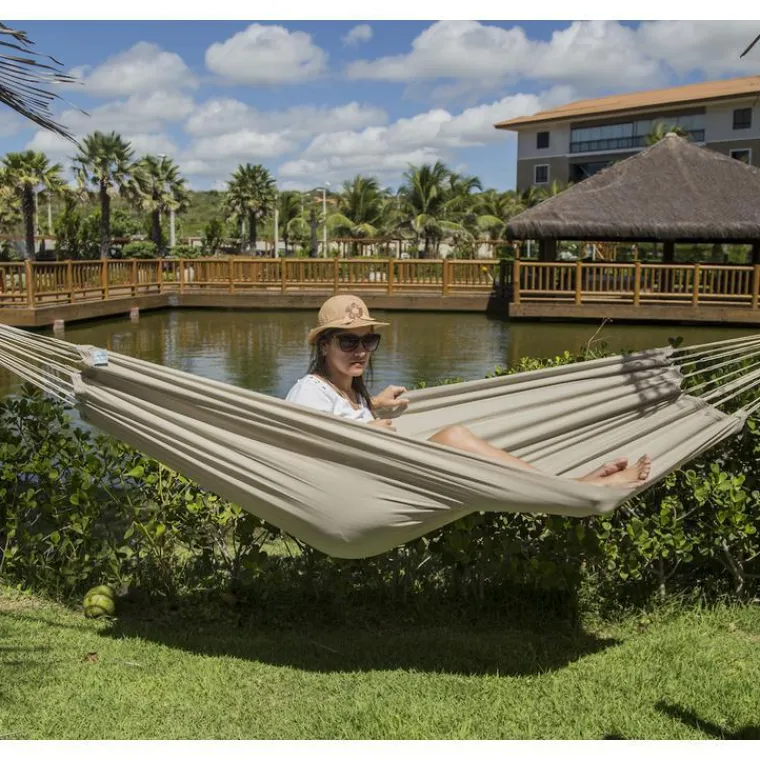 Online JOBEK Hamac coloris taupe en polypropylène Hamac Kocon - 300 x 140 cm