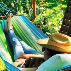 Clearance JOBEK Hamac coloris vert bleu écru en polypropylène Hamac Kolor - 300 x 100 cm