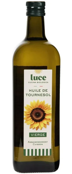 Clearance LUCE Huile de tournesol vierge bio en bouteille de verre - 1 L