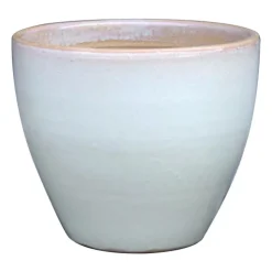 Outlet DECOLINES Jarre en grès émaillé blanc Littoral - Ø 32 x H 36 cm