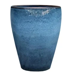 Outlet DECOLINES Jarre en grès émaillé bleu Océan Littoral - Ø 32 x H 36 cm