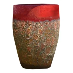 Best DECOLINES Jarre en grès émaillé rouge Leon - Ø 45 x H 56 cm