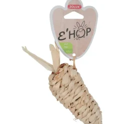 ZOLUX Jouet carotte en feuille de maïs pour le rongeur coloris beige Ehop – 12,5 cm de hauteur