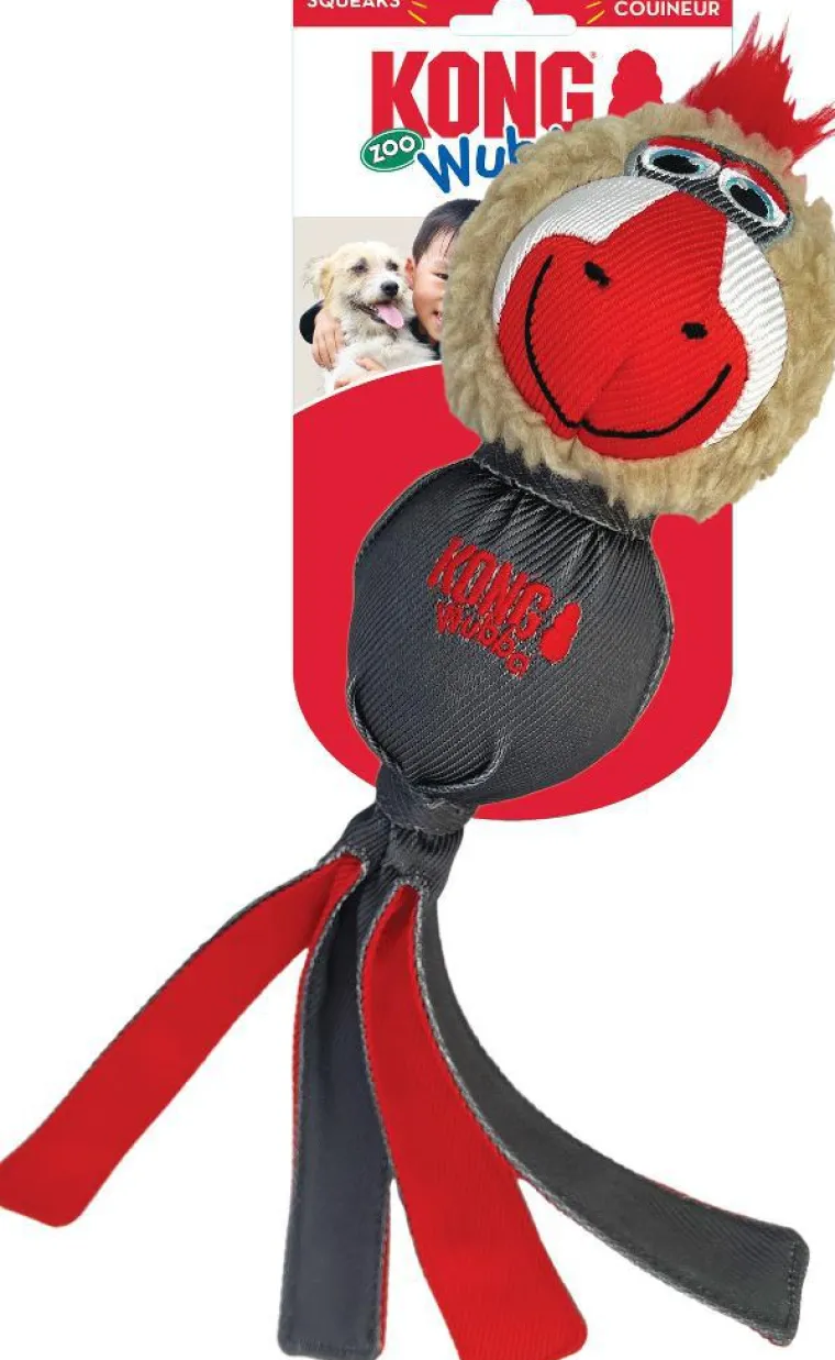 Clearance KONG Jouet pour chien coloris rouge Wubba Zoo Mandrill - Taille L