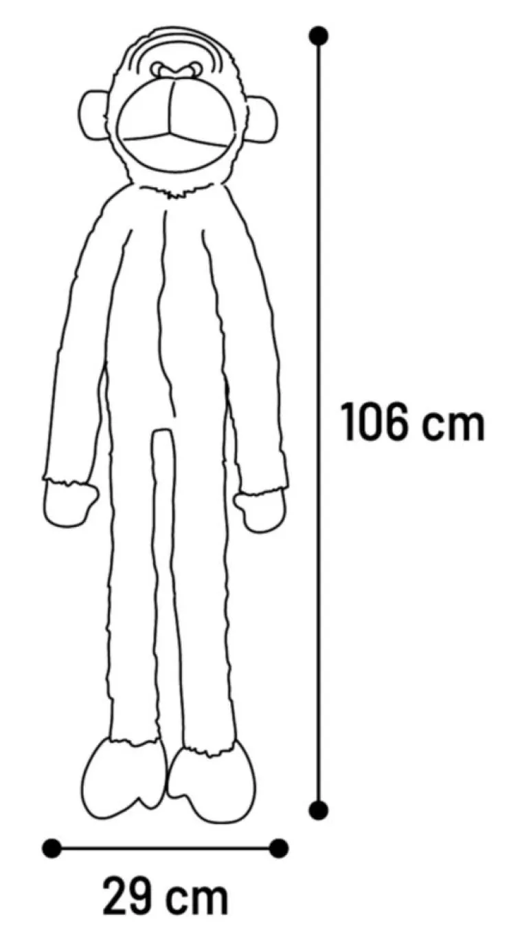 FLAMINGO Jouet pour chien coloris marron peluche singe Madina - Taille L 29 x 21 x 106 cm