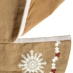 Online Jupe de sapin en jute beige décor flocons rouges et blancs - Ø 120 cm