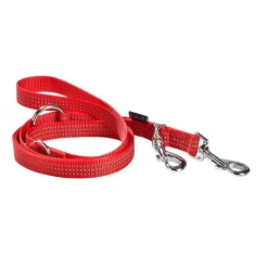 Hot BOBBY Laisse pour chien coloris rouge en nylon tressé Safe 3 positions – Taille L
