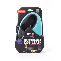 Outlet MARTIN SELLIER Laisse sangle avec enrouleur Instinct turquoise 5 mètres