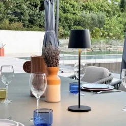 Outlet LUMISKY Lampe de table touch sans fil en aluminium noir Kelly Black - Ø 10 x H 38 cm