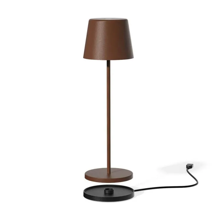 LUMISKY Lampe de table touch sans fil en aluminium marron Kelly Vintage - Ø 10 x H 38 cm