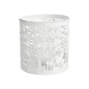 Outlet Lanterne à décor forêt en métal blanc ajouré - Ø 17,5 x H 21,5 cm