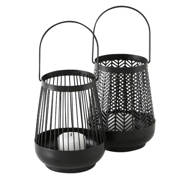 Outlet Lanterne coloris noir en métal Vilde - 17 cm