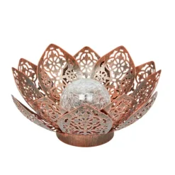 Discount SMART GARDEN Lanterne solaire Lotus Damasque coloris marron effet blanc froid en métal Smartgarden - 11 x 28 x 28 cm