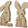 Sale KAEMINGK Lapin décoratif à poser en bois naturel à motif fleurs - 22 x 14 cm