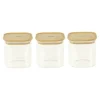 New PEBBLY Lot de 3 boites carrées en verre et bambou - 800 ml