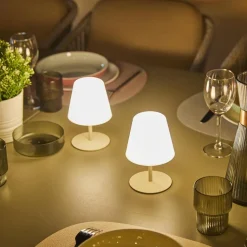 New LUMISKY Lot de 2 lampes coloris beige effet blanc chaud en métal Batimex - Ø 10 x 16 cm