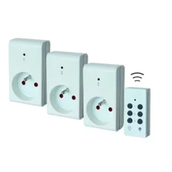 Clearance 24DV Lot de 3 prises télécommandées avec la télécommande coloris blanc en plastique - 230 V x 50 HZ