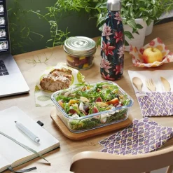 Online PEBBLY Lunch box nomade en verre et bambou 1000 ml avec couverts 20x15x6,5 cm