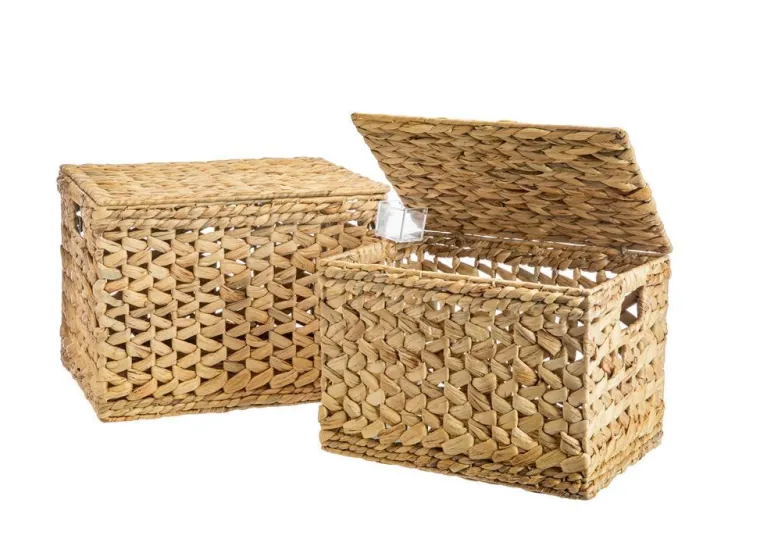 Sale Malle de rangement coloris beige en jacinthe d'eau - 36 x 26 x 26 cm