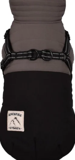 New BOBBY Manteau pour chien coloris noir avec harnais et sangle réfléchissante Tour - Taille 36M