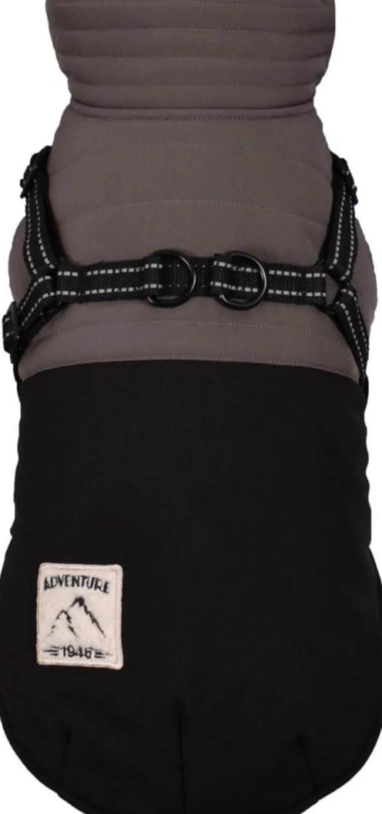 Clearance BOBBY Manteau pour chien coloris noir avec harnais et sangle réfléchissante Tour - Taille 25XS