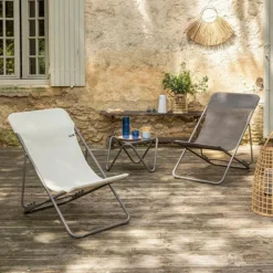 Best LAFUMA MOBILIER Maxi transat en acier et toile Batyline beige Lafuma Seigle II - 62 x 125 cm