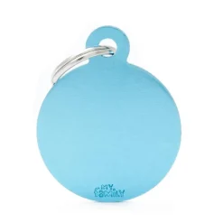 Online MYFAMILY Médaille basic grand cercle pour chien en aluminium bleu azur