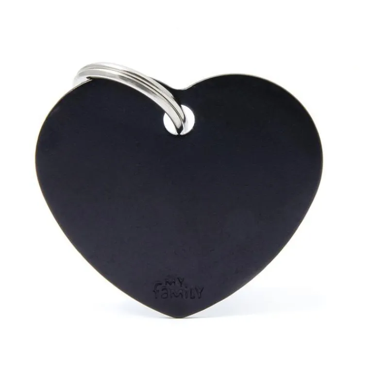 Online MYFAMILY Médaille basic grand cœur pour chien en aluminium noir