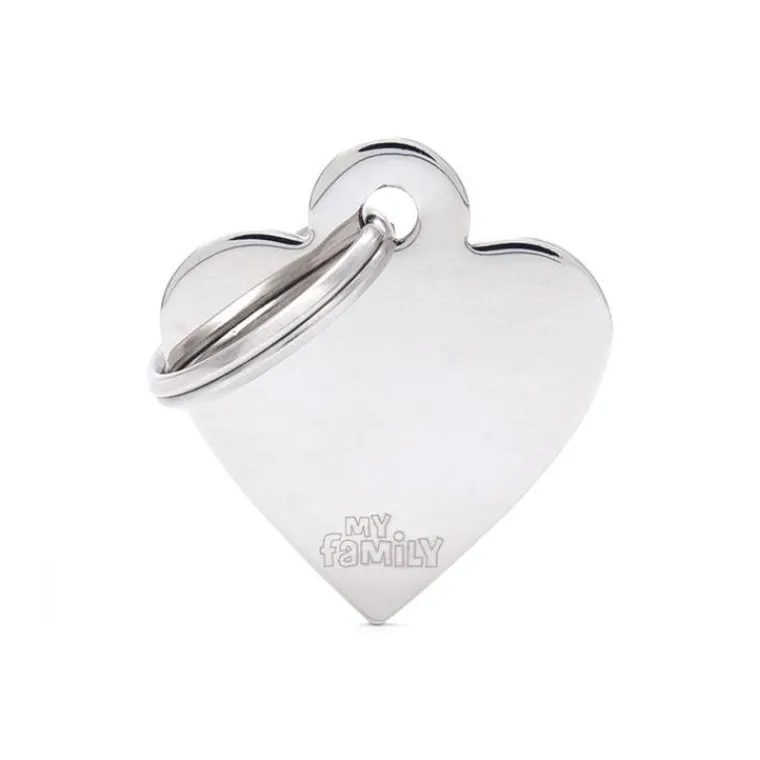 Online MYFAMILY Médaille basic petit cœur pour chien en laiton argenté
