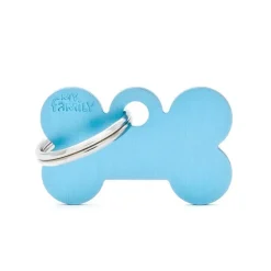 Best MYFAMILY Médaille basic petit os pour chien en aluminium bleu azur