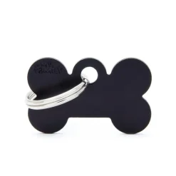 Best MYFAMILY Médaille basic petit os pour chien en aluminium noir
